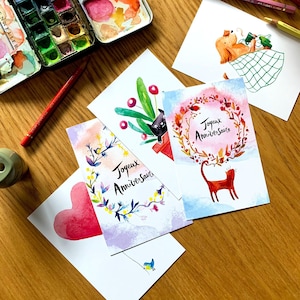 Lot de cartes postales illustrées - illustrations - aquarelle - set de cartes illustrées - pack de cartes - collection 2025