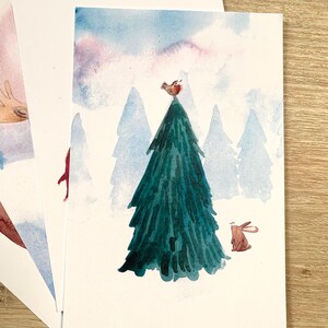 Cartão postal - abeto - ilustração aquarela