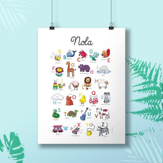 Educational Poster Abecedaire Illustration Decoration Etsy