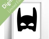 Stampabile supereroe maschera Poster A3 - nero - Instant Download stampabile parete arte digitale per scuola materna