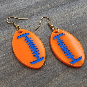 Orange Football | Dangle | Sports Jewelry | Athletic Earrings | Orange | Touchdown Earrings | Pigskin Earrings | Game Day Jewelry