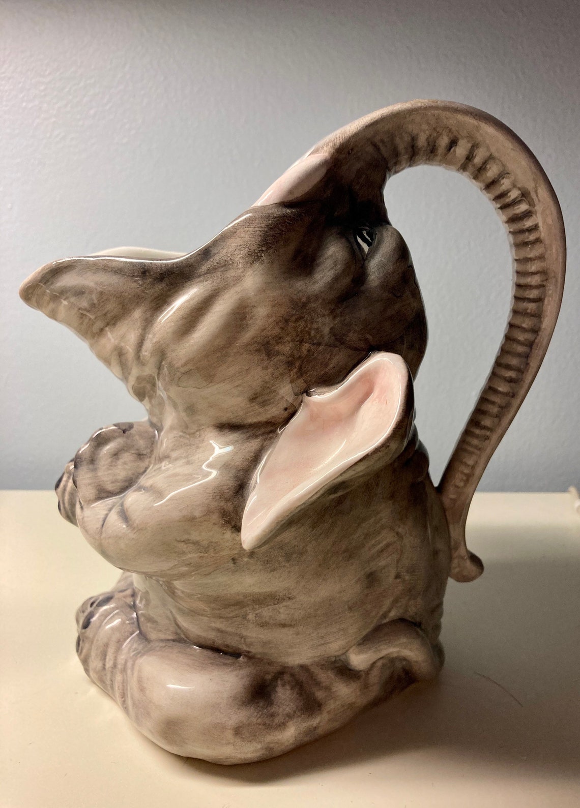 Majolica Elephant Pitcher Vintage Italian Pottery San Marco Etsy