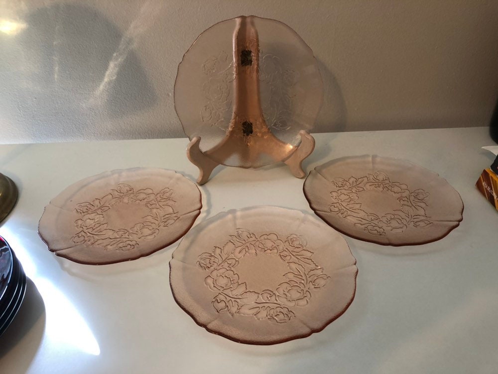 Arcoroc Pink Glass Plates French Glassware Rosaline Pink Rosa Etsy
