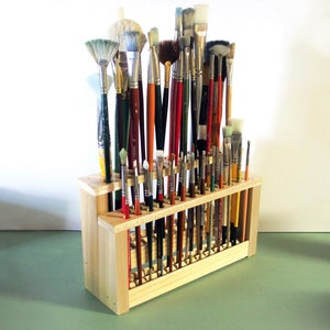 Wooden Paint Brush Holder Paintbrush Stand Wood Brush Caddy Artist Brush Rack Brush Stand Brush Organizer Wood Handmade Handcrafted