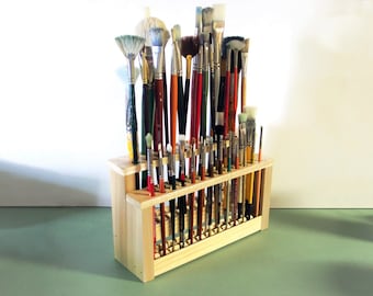 Wooden Paint Brush Holder Paintbrush Stand Made In USA Wood Brush Caddy Artist Brush Rack Brush Stand Brush Organizer Handmade Handcrafted