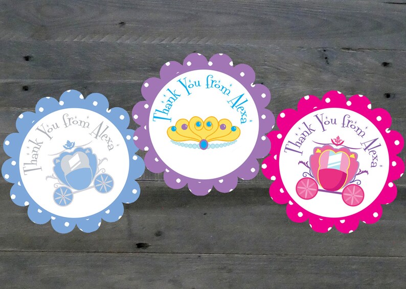 PRINCESS Favor Tags Princess Gift Tags Princess Thank You Tags Princess Party Favor Tags Princess Thank You Stickers