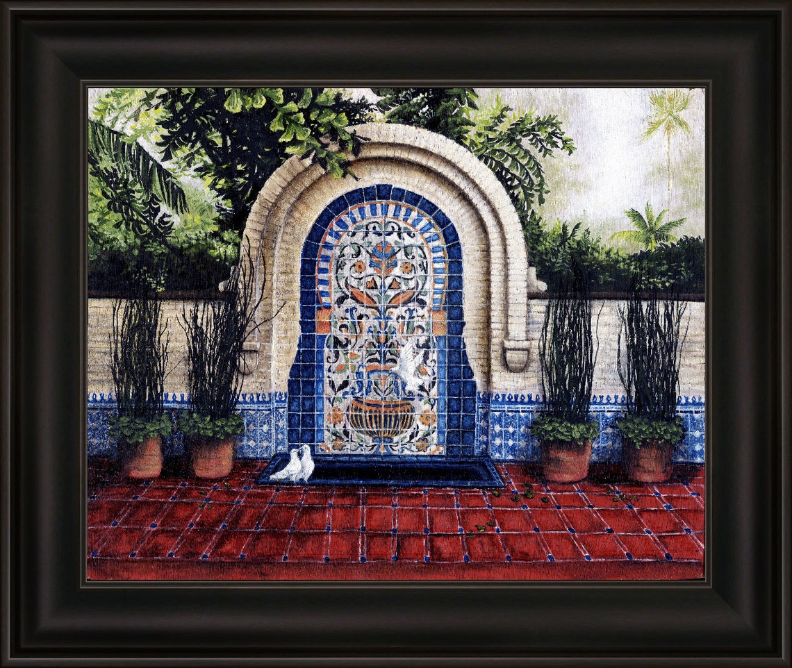 Spanish Fountain Framed Etsy