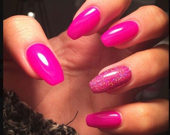 Luxury Shocking Pink Press-On  Nails Gel Press On Nail