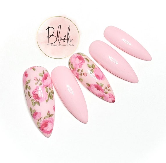 Luxury Rosey Posey Pink Roses Press-on Nails Gel Press on Nail 