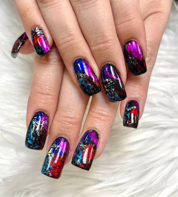 Luxury Party on Your Nails Black With Colorful Foil Gel Polish