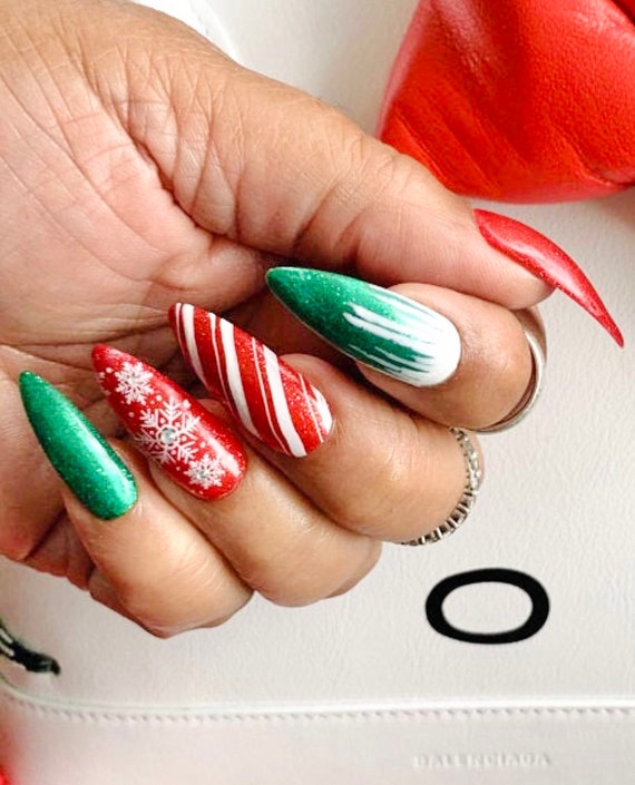 Christmas Nail Supplies Snowflake Christmas Tree Star Red Green White Nail  Glitter Accessories For Manicure Design Decoration