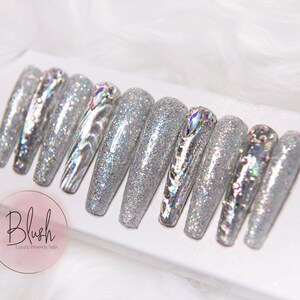 Platinum Shower Silver Glitter Available in All Lengths XXL - Etsy
