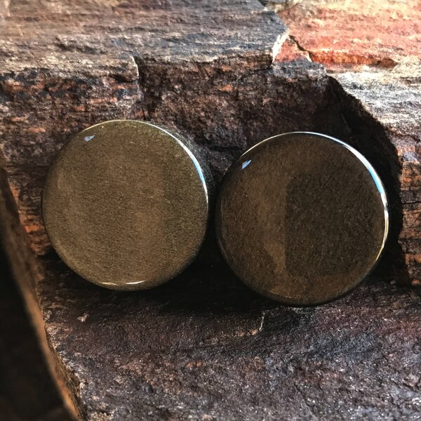 Golden Obsidian Stone Plugs *LIMITED RUN* 6g 4g 2g 0g 00g 1/2" 9/16" 5/8" 3/4" 7/8" One Inch (25mm)