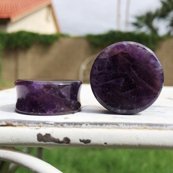 Amethyst Stone Plugs 8g 6g 4g 2g 0g 00g 1/2" 12mm