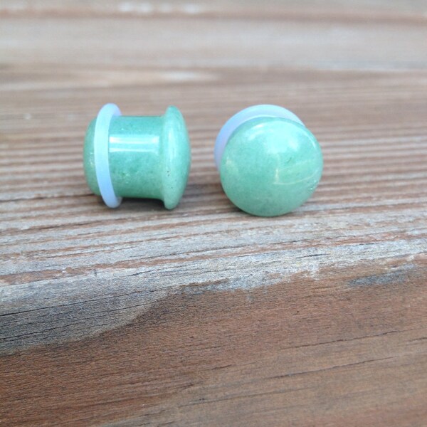 Single Flair Jade Aventurine Stone Plugs 00g LAST PAIR