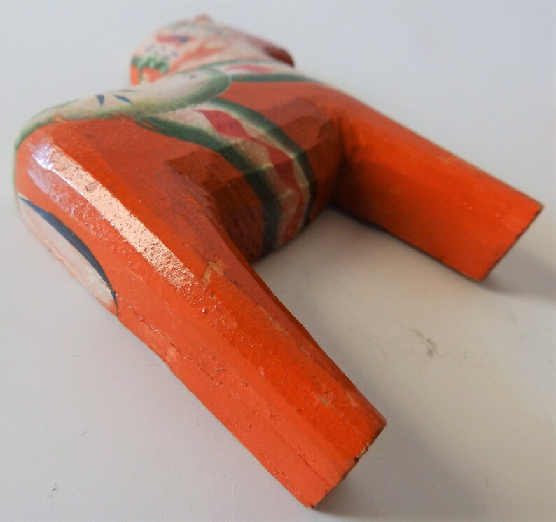 2 Vintage FLAT Swedish Red Dala Dalarna Horses 5-18 High Bought in Sweden 3-34 High