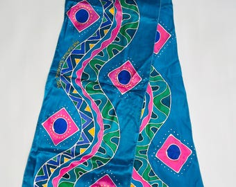 Vintage HOFT Australia Handpainted Silk Scarf  Abstract Art to Wear OOAK