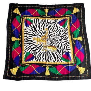 Vintage Diane Von Furstenberg Silk Scarf Zebra Safari Animal Print