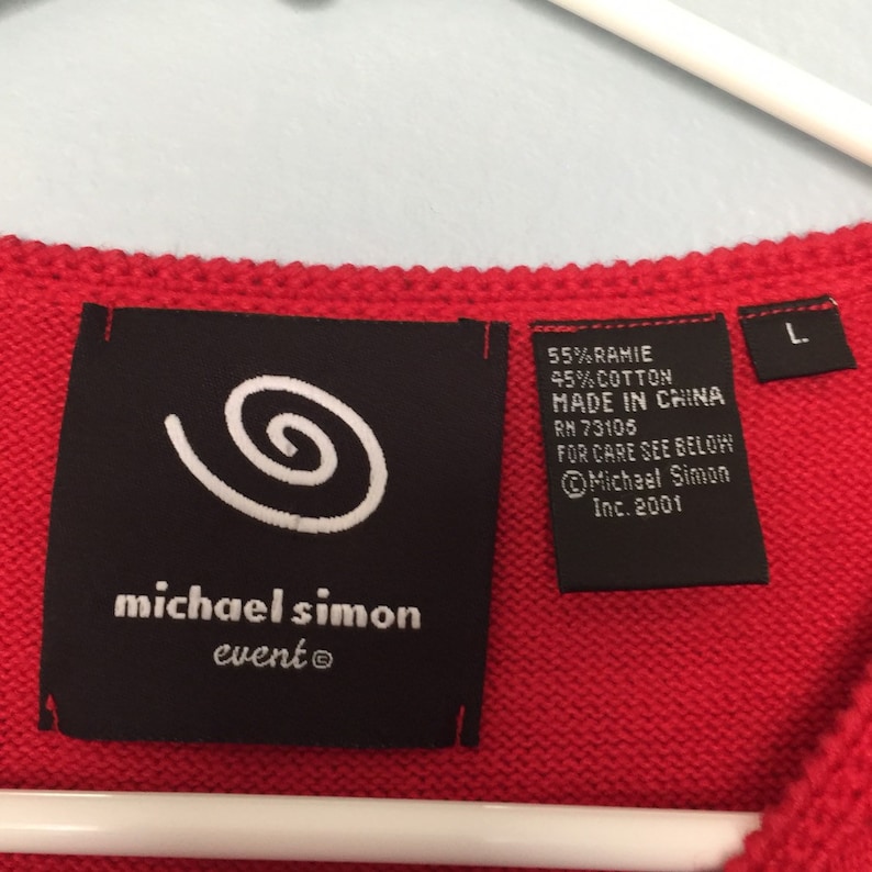 USA American Flag Red Knit Vest by Michael Simon Size Large Sleeveless Sweater