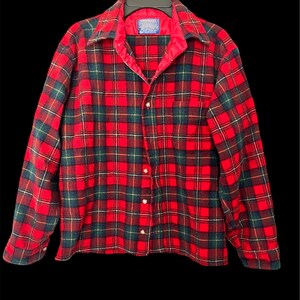 Vintage Pendleton Kids Red Plaid Wool Shirt Jacket – Made in USA, Youth L