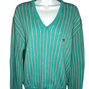Vintage Arnold Palmer Union Made  Knit Golf Sweater Striped V-neck  Flaws