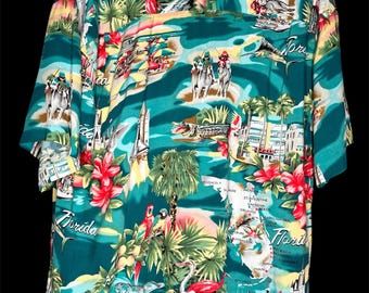 Vintage Florida Map Hawaiian Shirt Size M
