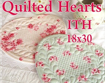 Quilted Heart ITH - Stickbär 18x30 7x12" - Stickdatei in the Hoop