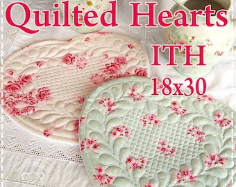 Quilted Heart ITH - Stickbär 18x30 7x12&quot; - Stickdatei in the Hoop