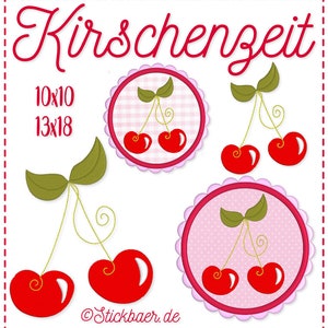 Kirschenzeit - Stickdatei - Maschine embroidery designs -Stickbär