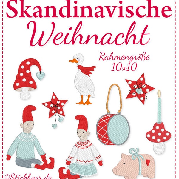 Skandinavische Weihnacht * Stickdatei Stickmaschine *Stickbär