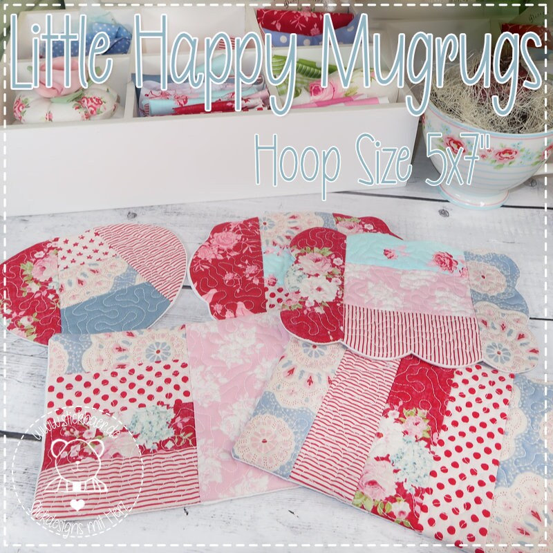 Kleine Happy Mugrugs ITH 13x18cm, 5x7" Stickbär Stickdatei