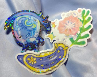 Celestial Sea Slug, Manga Eye, Barnacle Stickers, Original Art Illustration