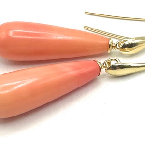 Coral Drop Earrings, Italian Gold Vermeil, Summer Jewellery, Uk Anniversary Gift for Her, Italian Bijoux, Wedding Gifts, Made in Italy