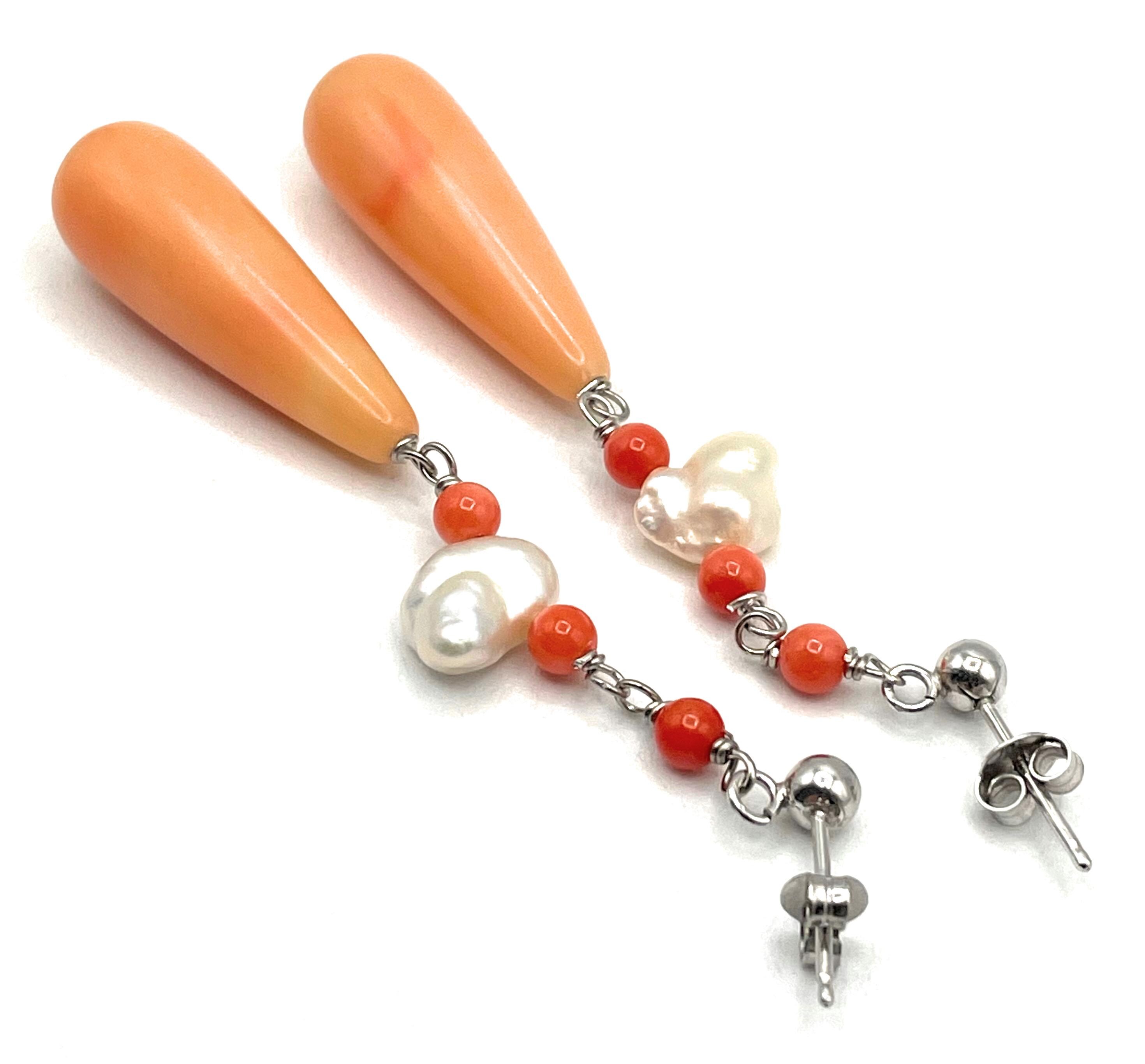 Orecchini In Argento, Corniola, Perla Di Fiume Barocca, Perla Di Fi Barocca Perla Di Fiume 2 Orecchini In Argento, Corniola, Perla Di Fiume Barocca, Perla Di Fi Barocca Perla Di Fiume 2