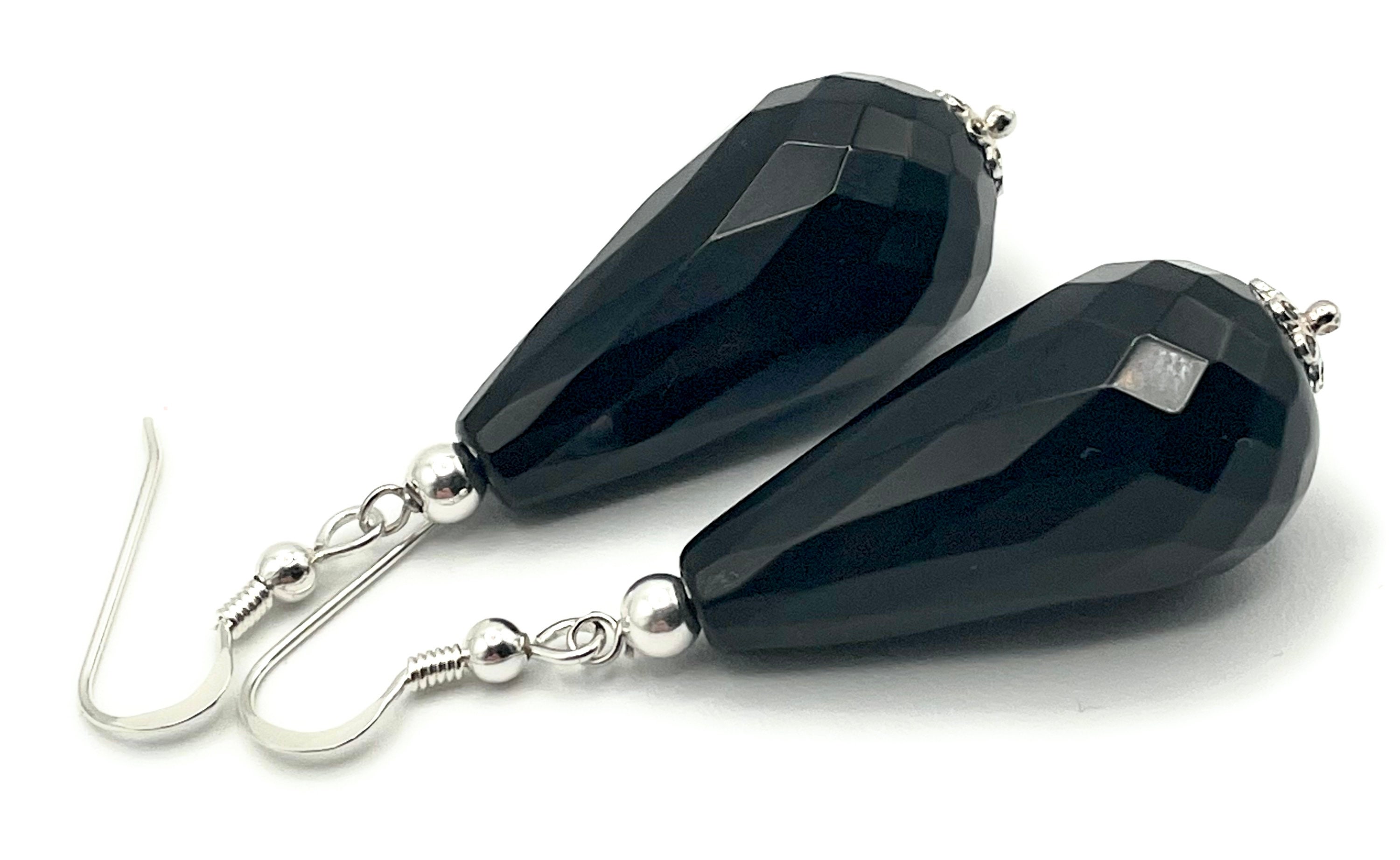 Orecchini Con Onice Nera E Argento 925 - 0.6 Cm - Orecchini Onice Nera E Argento 925 0 6 Cm