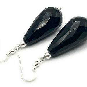 Orecchini Pendenti In Argento 925 Con Onice Nero - Cabochon 5x10mm