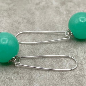 Green Aqua Jade Earrings, 925 Sterling Silver Dangle Earrings, Gemstone Jewellery, Heart Chakra, Healing Stones, Uk August Birthstone Gift image 5