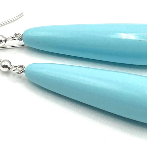 Turquoise Teardrop Earrings, 925 Sterling Silver, Dangle Earrings, Summer Jewellery, Gift for Her, Bijoux Made in Italy, Wedding Gifts