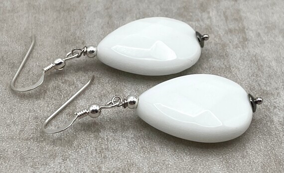 White sale agate earrings