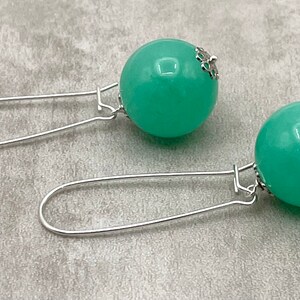 Green Aqua Jade Earrings, 925 Sterling Silver Dangle Earrings, Gemstone Jewellery, Heart Chakra, Healing Stones, Uk August Birthstone Gift image 3