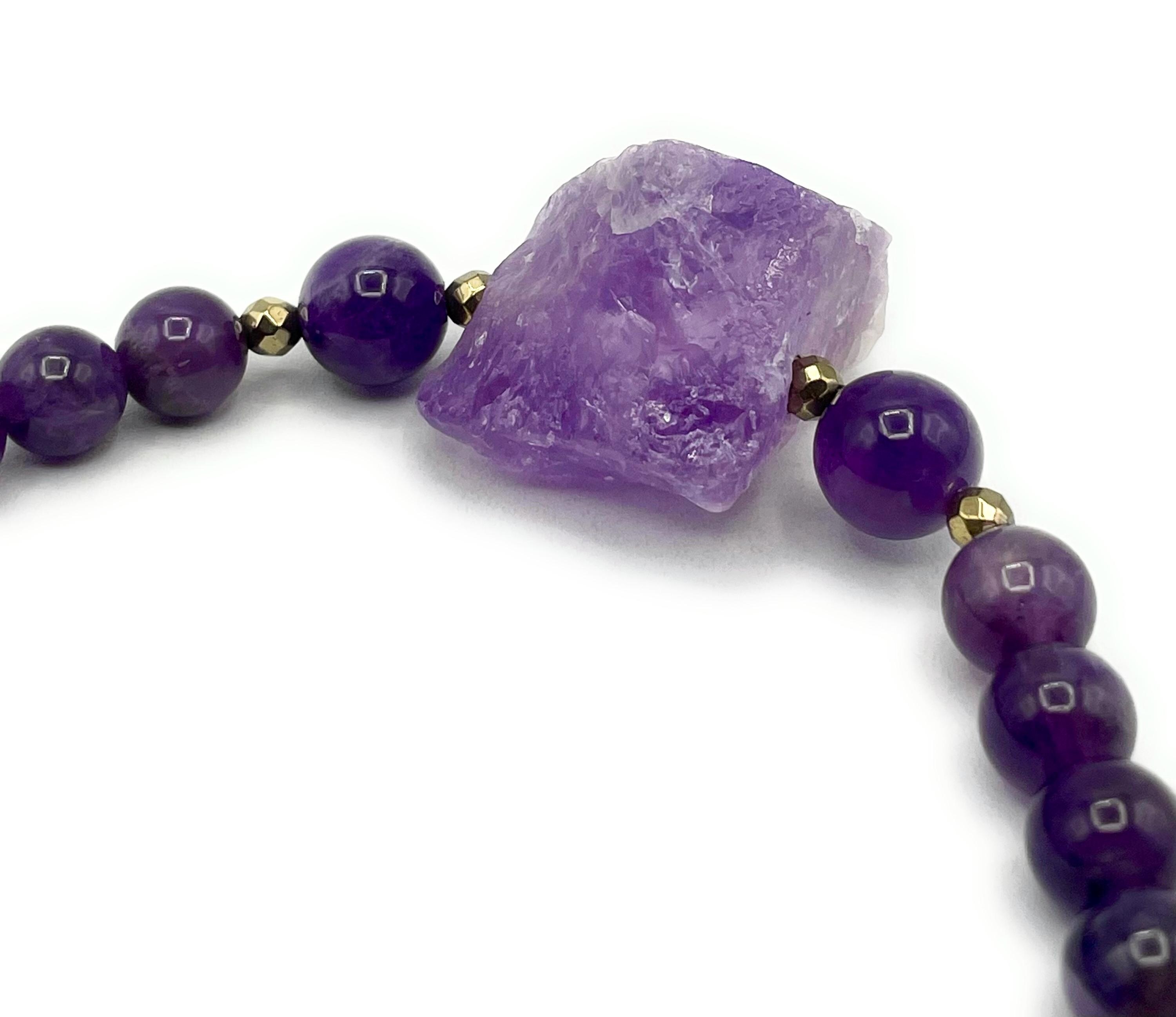 Collier Améthyste Violet Plaqué Argent – Bijou Réglable Avec Cristaux, Modèle 3372 | Occasion
