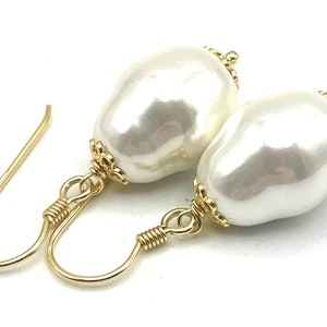 Baroque Pearl Earrings, Gold Vermeil 24 K, Italian Jewelry for Women, Wedding Bijoux, Uk Birthday Gift for Her, Made in Italy
