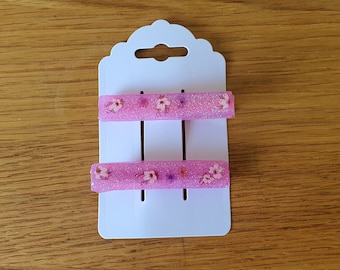 Sparkly Pink Alligator Clip Set