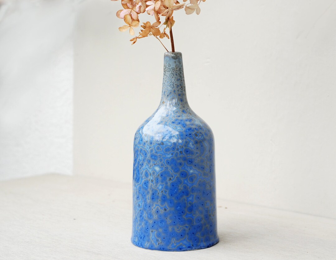 Blue Crystalline Glazed Vase: Wheel Thrown Stoneware Pottery - Etsy