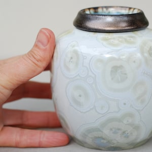 Small cremation urns, subtle urns for infant, cat urn , dog memorial casket, decorative urns, crystalline pottery.