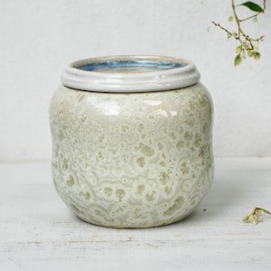 White Crystalline Glaze Ceramic Urn: Keepsake Cremation Urn