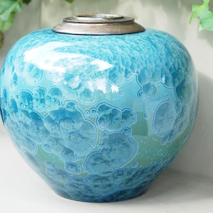 Companion Urn: Crystalline Pottery Cremation Urn for Two