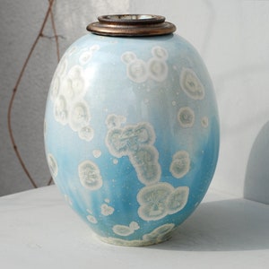 Large cremation urns, urns for human ashes, crystalline pottery, decorative urns, burial urn, ceramic keepsake urn, candle urn.