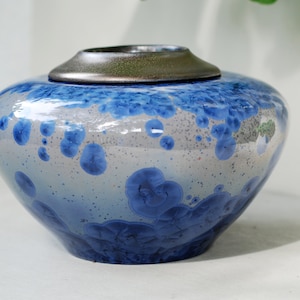 Urns for human ashes, ceramic cremation urns, decorative urns, memorial urns, ceramic casket for ash, crystalline pottery.