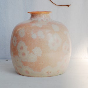 Pink porcelain vase, crystalline pottery, one of a kind, home decor, vase for flower, crystal ceramic vase,